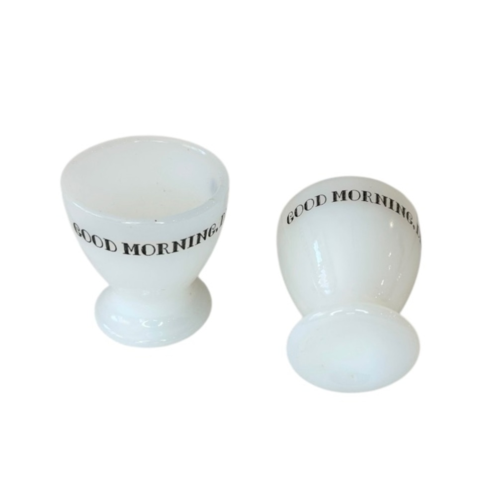 Vintage Milk Glass Egg Cups-Set of Two-Good Morning, Dieter